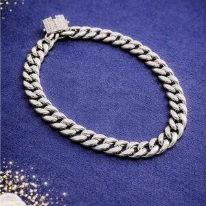 Men’s Stainless Steel Cubic Zirconia Bracelet 9in